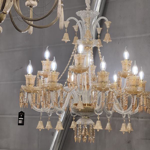 لوستر 12 شاخه باکارات سفید شامپاینی نیکان دکور