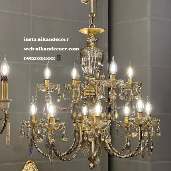 لوستر ۱۲ شاخه دو‌طبقه نیکان دکور