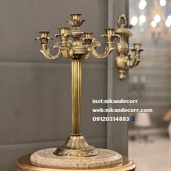 شمعدان ۵شعله تمام برنج فلورانس نیکان دکور