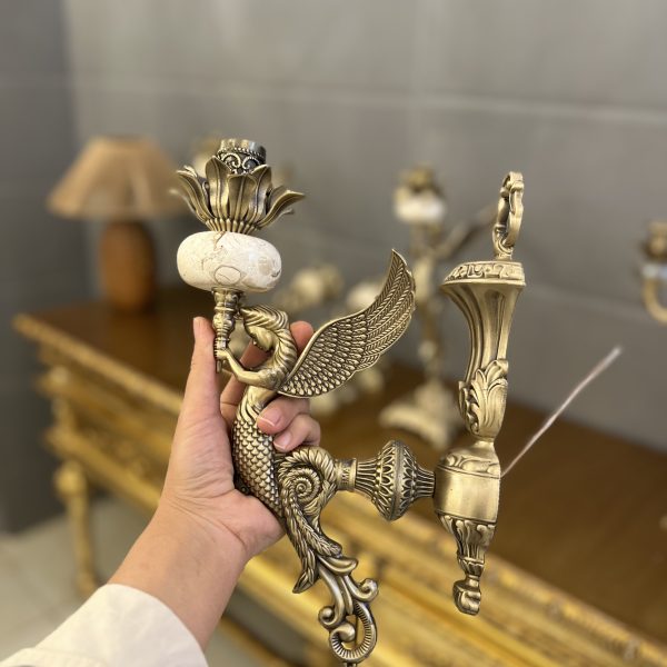 ديواركوب فرشته تمام برنج با سنگ طبيعى كرم نيكان دكور