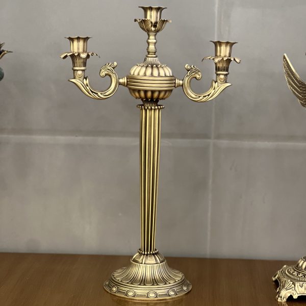 شمعدان سه شعله فلورانس برنج نیکان دکور