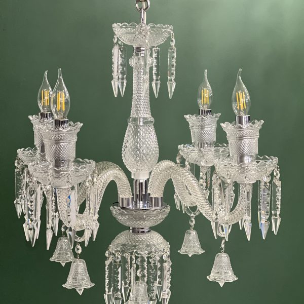 لوستر چهارشاخه باکارات وارداتی شفاف نیکان دکور